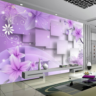 

Custom 3D Photo Wallpaper Modern Abstract Art Wall Painting Purple Flowers Living Room TV Background Home Decor Wall Paper Mural