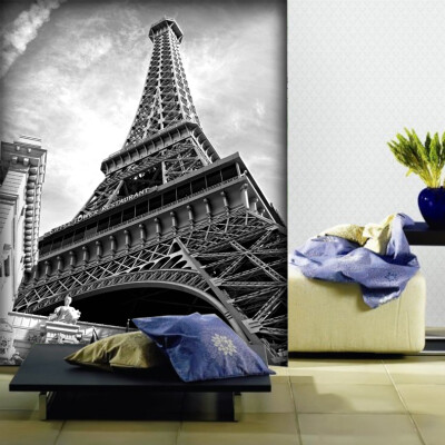 

Custom photo wallpaper large mural TV background wallpaper bedroom sofa European black and white tower wallpaper mural