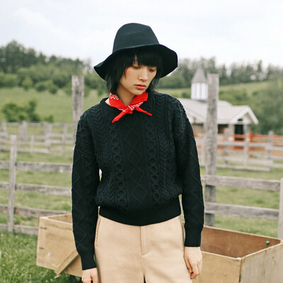 

And with pure Raincun C6157 black hedging bf wind sweater female student ulzzang sweater temperament lady black S C6157H0S