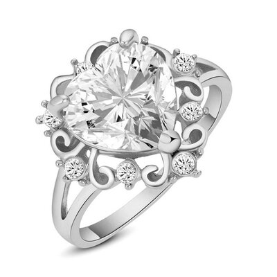 

Yoursfs® 18K White Gold Plated Crystal Heart Rings Use Austrian Crystal Fashion Jewelry