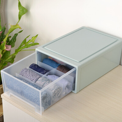 

Baicaoyuan plastic underwear storage box drawer storage cabinet locker wardrobe storage box 10 grid blue