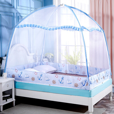 

Jiuzhou deer mosquito net home textile three door upgrade version lace zipper double bottom yurt mosquito net can hang fan 18 m bed