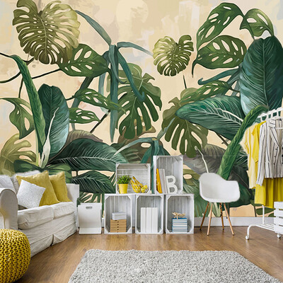 

Custom Mural Wallpaper Tropical Rain forest Palm Banana Leaf Large Murals Wall Painting Wallpapers For Living Room Decoration 3D