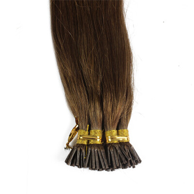 

1gs 100g Human Virgin Hair Brown Straight Keratin Stick I-tip Hair Extensions