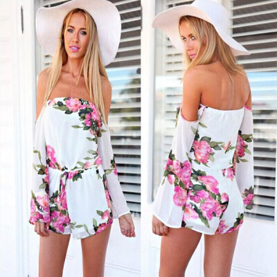 

Lovaru ™summer style 2015 New Arrival Women summer dress Off the shoulder Print flower dresslady chiffon lace casual beach dress