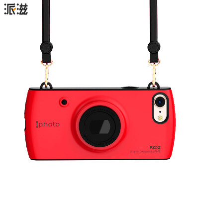 

Send iphone8 mobile phone shell female apple 7 mobile phone camera diagonal strap lanyard hanging neck i8 red with silicone shell 4.7 inches black and red