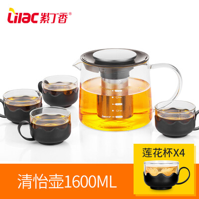 

Lilac explosion proof heat resistant glass teapot, thickened health pot, stainless steel filter kettle, domestic tea kettle