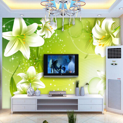 

Custom Mural Wallpaper Romantic Green Lily Flowers Photo Wall Murals Bedroom Living Room TV Sofa Backdrop Wall Decor Wall Papers