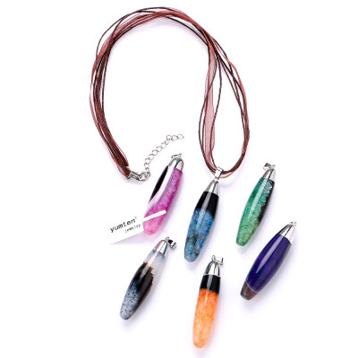 

Yumten Colorful Amethyst Stone Necklace Natural Crystal Drops Gemstone Pendant Women's Jewelry Collares Fashion Gift Bag Reiki