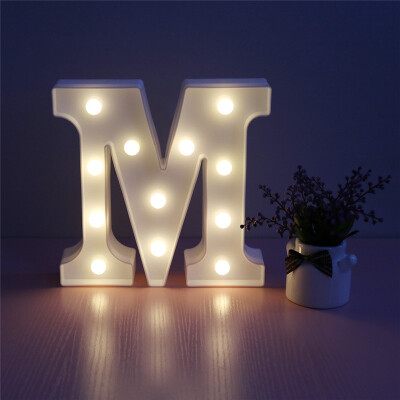 

WH 26 Letters White LED Night Light Marquee Sign Alphabet Lamp For Birthday Wedding Party Bedroom Wall Hanging Decoration