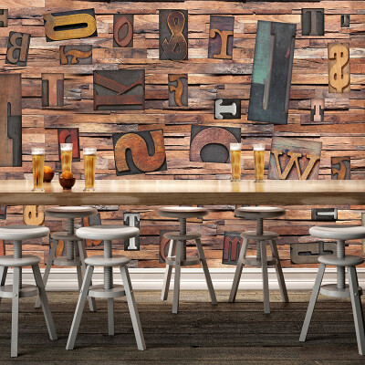 

Custom 3D Mural Wallpaper For Wall Non-woven Straw English Letters Vintage Wooden Photo Mural Wall Paper Rolls TV Sofa Backdrop