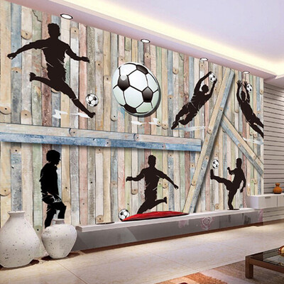 

Пользовательские обои Mural для стен 3D Wood Board Man Футбол Обои настенные обои Home Decor Living Room Background Wall Painting