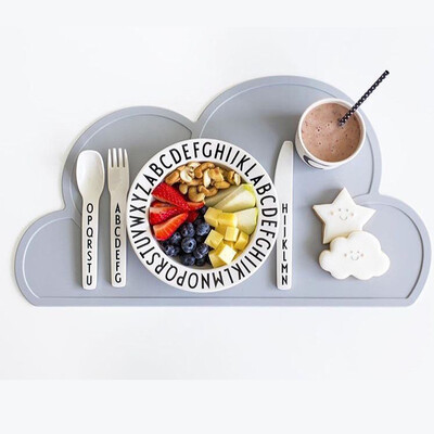

Облако Shaped Силиконовый Baby Placemat - Kids Многоразовые Путешествия Placemat Tiny Diner Портативный Roll Up Non Slip Washable