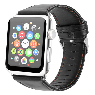

BIAZE apple watch strap leather for Watch1 / Series2 / Series3 crazy leather belt 38mm-black