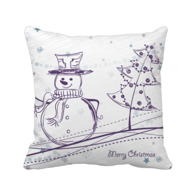 

Christmas Snowman Snowflake Tree Sketch Square Throw Pillow Insert Cushion Cover Home Sofa Decor Gift