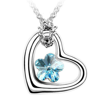 

Flower Necklace Crystal from Austrian High Quality Heart Pendants Necklace For Women Bijouterie Female Gift 112