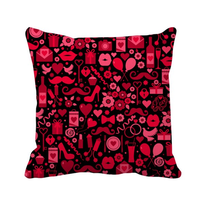 

Black Pink Hearts Lips Valentines Day Square Throw Pillow Insert Cushion Cover Home Sofa Decor Gift