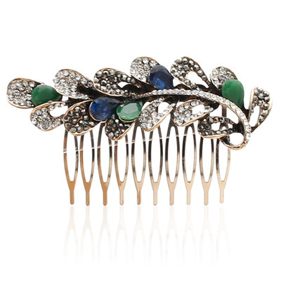 

Vintage Indian Resin Flower Hairwear Hair Comb Hair Clips Hairpins Hijab Headdress Comb Turkish Bride Jewelry Antique Gold Color