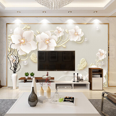

Пользовательские обои Mural 3D Stereo Relief Jewelry Flower Современный простой европейский стиль Гостиная Телевизор Фоновая фотография Wall Wall
