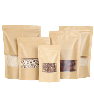 

Shan Shili SexeMara Kraft Ziplock Bag Window Sealing Bag Food Storage Bag Dried Fruit Bag Self-standing Bag Compact Bag 20305 40pcs