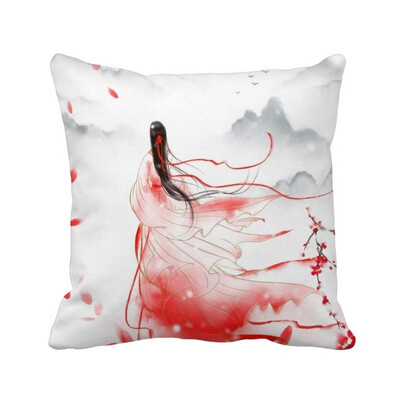 

Mei Xue In Red Chinese Style Watercolor Polyester Toss Throw Pillow Square Cushion Gift
