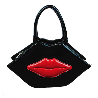 

2016 portable Red Sexy Lips Pattern leather handbag female Shouder Bag Evening Purse Sleek Women Handbags kiss cross-body bag