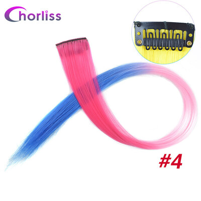 

Chorliss Clip In Hair Extensions 50Cm 20 Inch Long Colorful One Piece Synthetic Straight Fake Hair one Tone Pink Purple Blue