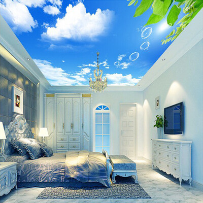 

Пользовательские обои Mural 3D Blue Sky Белые облака Листья Современные стены Декор Бумага Гостиная Исследование Спальня Потолочные обои 3D