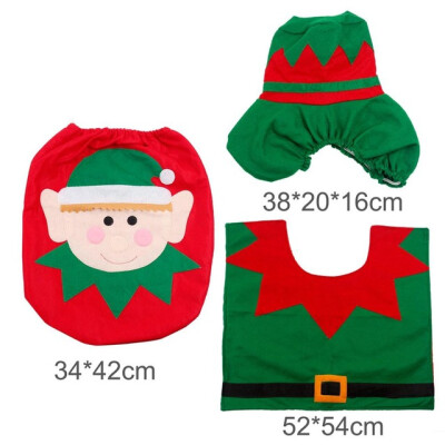 

Cute gifts Merry Christmas Decorations for Home New Year Decoration Santa Claus Rug Toilet Seat Cover Bathroom Set