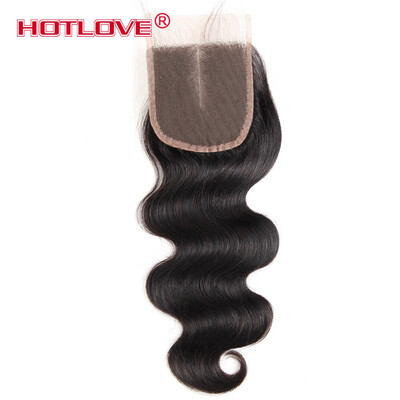 

Hotlove Hair Bdoy Wave Lace Closure Free Middle Three Part 44 Size Virgin Human Hair 8"-20" Natural color