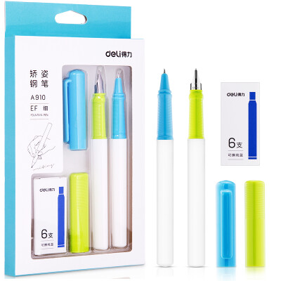 

Deli eli EF Mingjian dark tip excellent series of posture posture pen signature pen posture posture pen six six erasable blue ink capsule A910