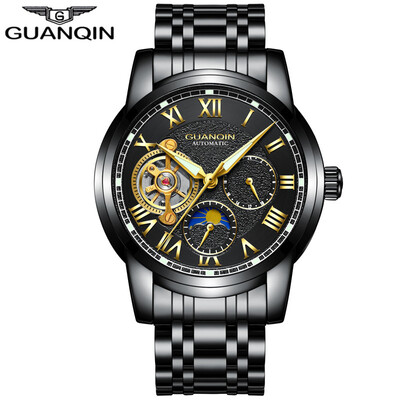 

GUANQIN Мужские часы топ брендов бизнес-часы Tourbillon автоматические механические часы случайный кожаный ремешок