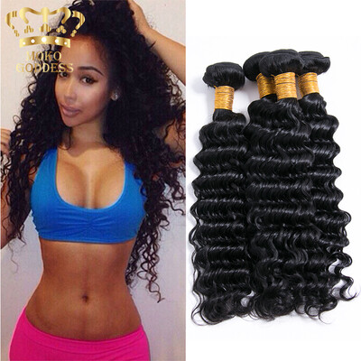 

Peruvian Virgin Deep Wave Hair Weaves Soft Human Hair Weft Unprocessed Virgin Peruvian Deep Wave Hair 4 Bundle Deals