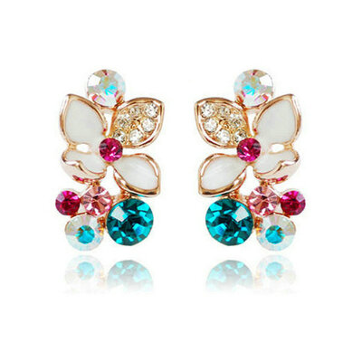 

yoursfs ® 18k rose позолоченные цветочные сережки использовать стиль австрийского кристалл модные украшения