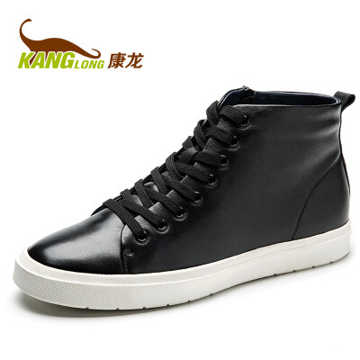 

Kang leading layer leather trend casual shoes high help shoes black 253119307 38 yards