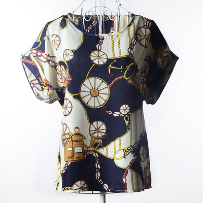 

Large size women's burst models shirt printing small T-shirt aliens short-sleeved chiffon shirt bat shirt L02