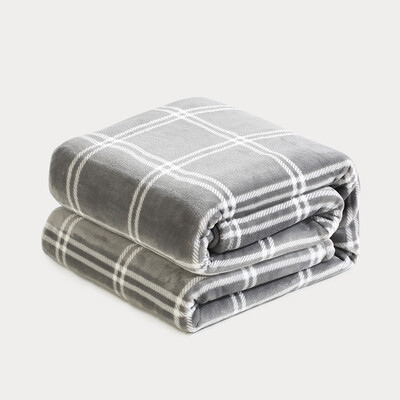 

Yu Miantang blanket flannel thick coral fleece blanket soft blanket winter warm sheets thickening mink carpet gray plaid 200 230cm