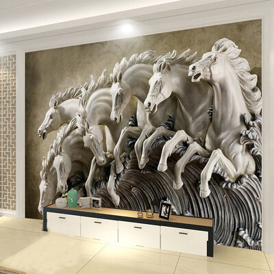 

3D Stereo Relief Horse Mural Обои Гостиная Телевизор Диван Фон Стена Картина Классический домашний декор Стены для стен 3D