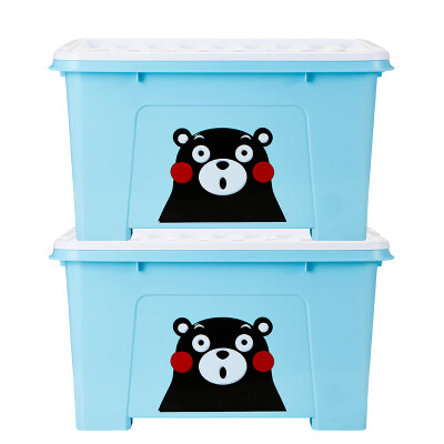 

JEKO&JEKO Kumamoto Bear Plastic Toy Storage Box Organizer 50L 2 Pack Storage Box Clothes Storage Box Large Pulley Blue SWB-5458