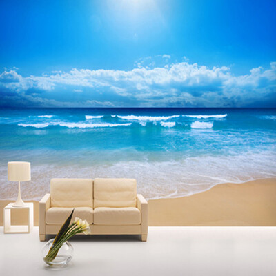 

Пользовательские обои с настенной росписью для стен 3 D Blue Sky Ocean Beach Нетканые отпечатанные обои Гостиная Спальня Фото Обои для стен