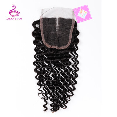 

Silkswan Peruvian Lace Closure Deep Wave Remy Hair Free Part 4''x 4'' 100% Human Hair 8''-18'' Free Shipping