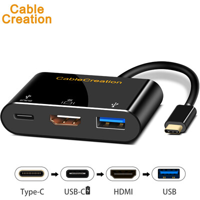 

CABLE CREATION CD0445 Type-c HDMI HD Adapter USB30HUB Apple MAC Dock USB-C Adapter PD Charging Cable 4K Connection Projector