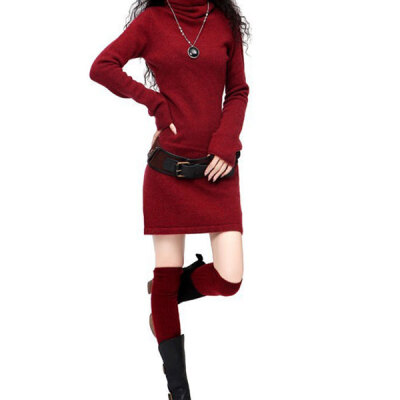 

Lovaru ™New 2015 fashion new prodect keep warm autumn winter long sleeve turtleneck warmth solid casual dresses