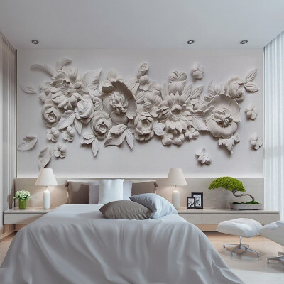 

Custom Photo Wallpaper European Style 3D Stereoscopic Relief Flower Wall Mural Paper Living Room Bedroom Bedside Wall Painting