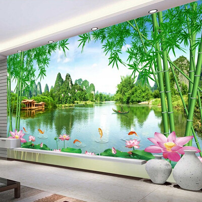 

Custom Wall Mural Wallpaper Mountain Water Natural Landscape Photo Background Wall Murals Living Room Sofa TV Backdrop Paper 3D