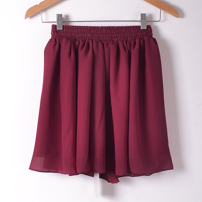 

Women Fashion Dress Casual Solid Color Chiffon High waist double chiffon short skirt Puff Pleated big swing half skirt L05