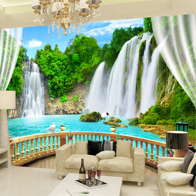 

Photo Wallpaper 3D Stereo Waterfalls Nature Landscape Murals Living Room TV Sofa Backdrop Wall Covering Wall Papers For Wall 3 D