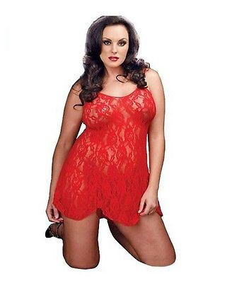 

New Women´s Sexy Lingerie Sleepwear Black Red Lace Babydoll Dress Pluz Size