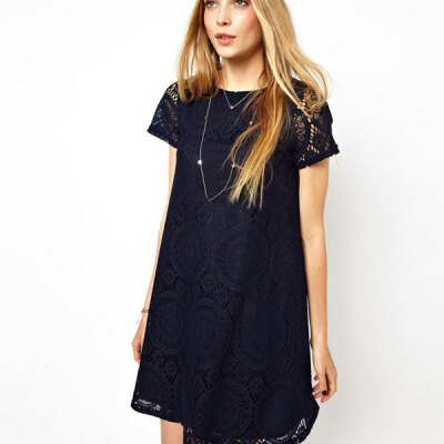 

Lovaru ™New 2015 fashion Free Shipping new ladies short sleeve lace dress bottoming dress loose big yards