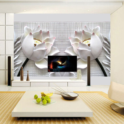 

Custom Any Size 3D Wall Murals Wallpaper Modern 3D Stereo Relief Lotus Flower Wallpaper Living Room Sofa TV Background For Photo